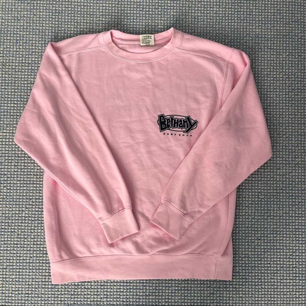 Light Pink Bethany Surf Shop Comfort Colors Crew Neck Sweatshirt